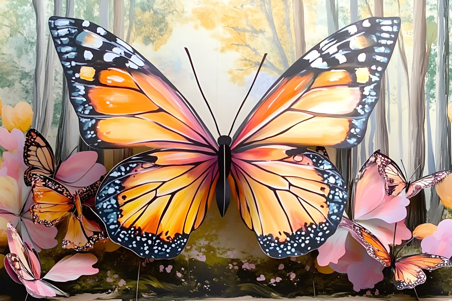 Toile de fond Printemps Majestueux Papillon Bois LXX1-105