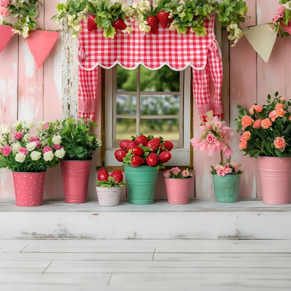 Toile de fond Printemps Cottage Fraises Florales Photographie LXX1-119