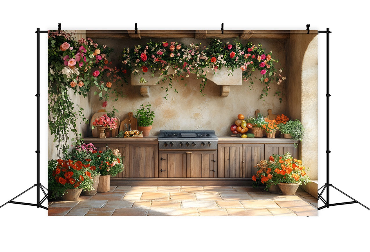 Fond Photo Printemps Cuisine Ferme Décor Floral LXX1-150