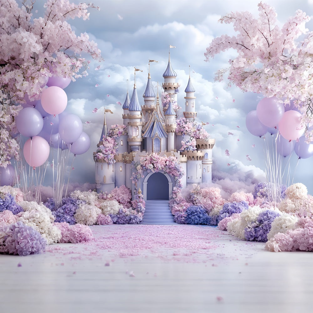 Toile de fond Printemps Jardin Fleuri Château Royal LXX1-160