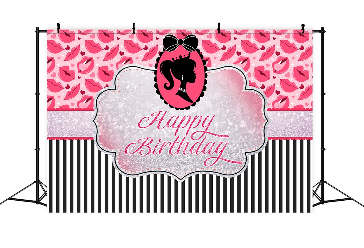 Toile de fond Anniversaire Personnalisable Poupée de Mode Princesse Pailletée LXX1-202