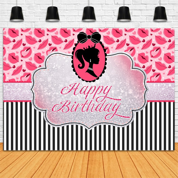Toile de fond Anniversaire Personnalisable Poupée de Mode Princesse Pailletée LXX1-202
