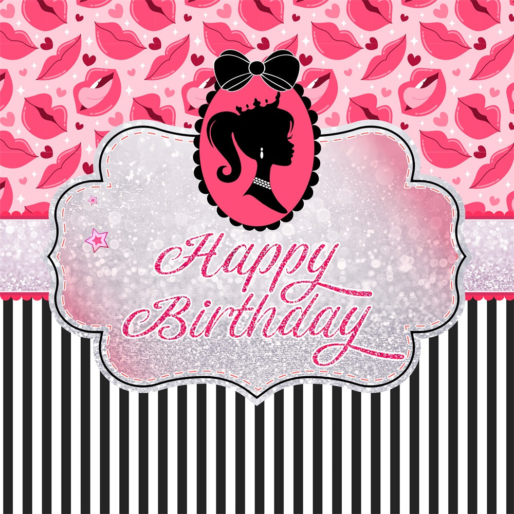 Toile de fond Anniversaire Personnalisable Poupée de Mode Princesse Pailletée LXX1-202