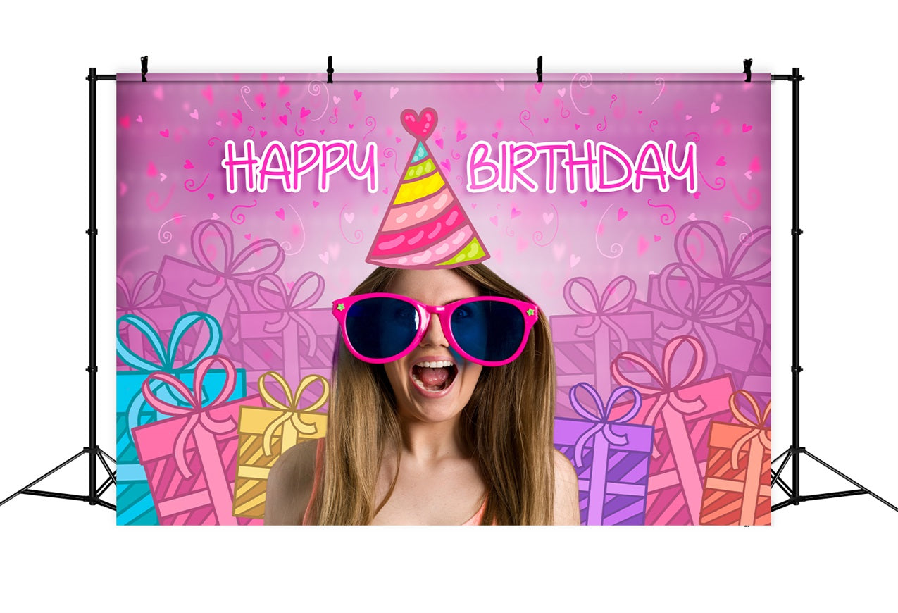Toile de fond Joyeux Anniversaire Personnalisée Poupée de Mode Lunettes de Soleil Fête LXX1-209
