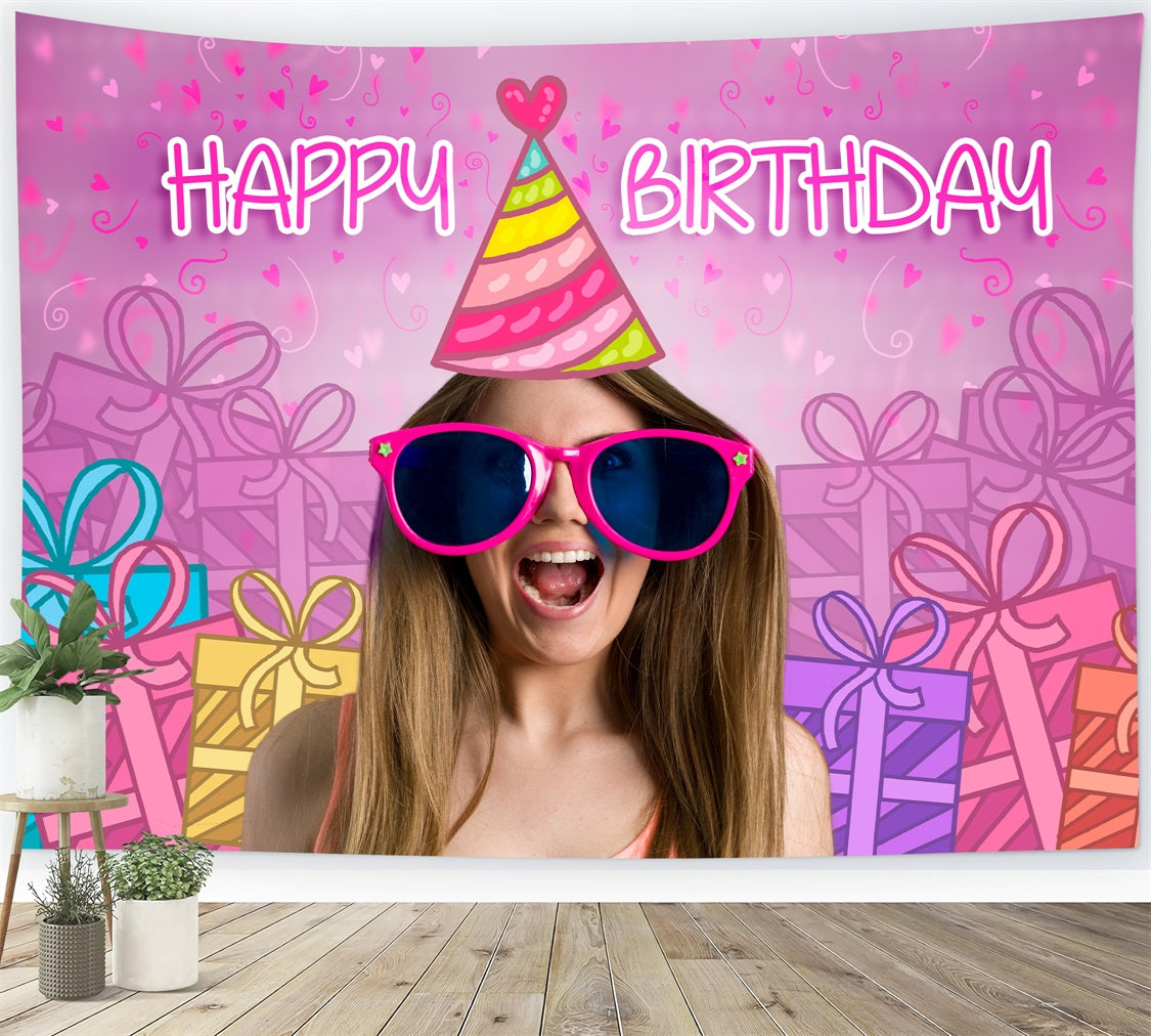 Toile de fond Joyeux Anniversaire Personnalisée Poupée de Mode Lunettes de Soleil Fête LXX1-209