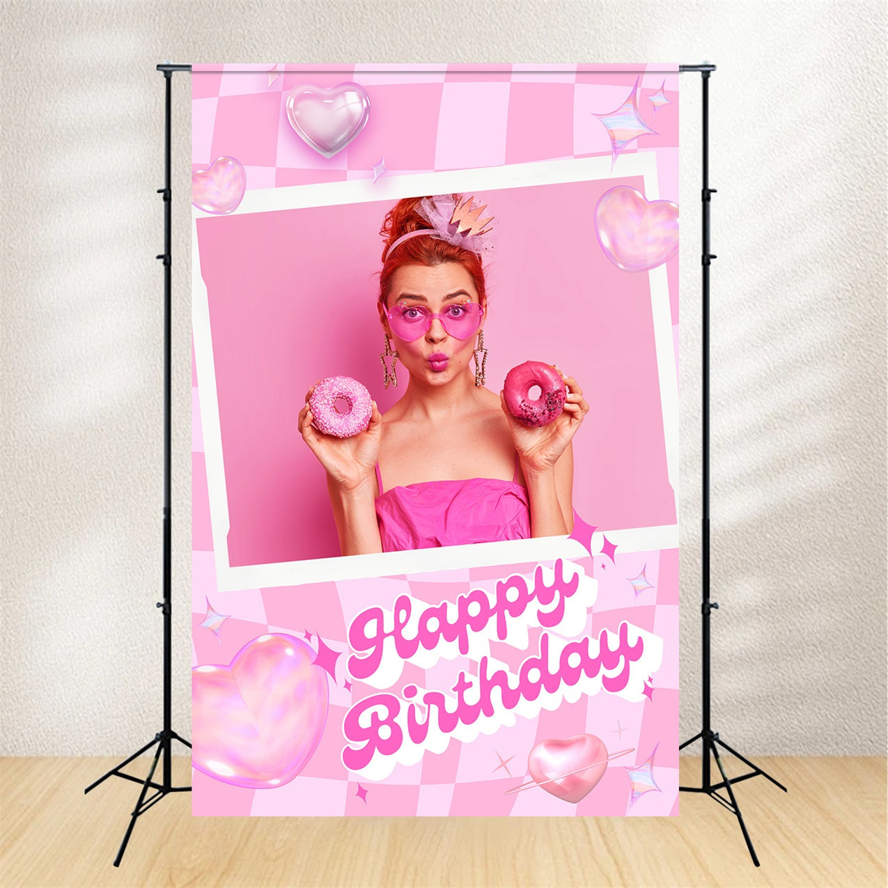 Toile de fond Joyeux Anniversaire Personnalisable Poupée de Mode Charme Rétro LXX1-212