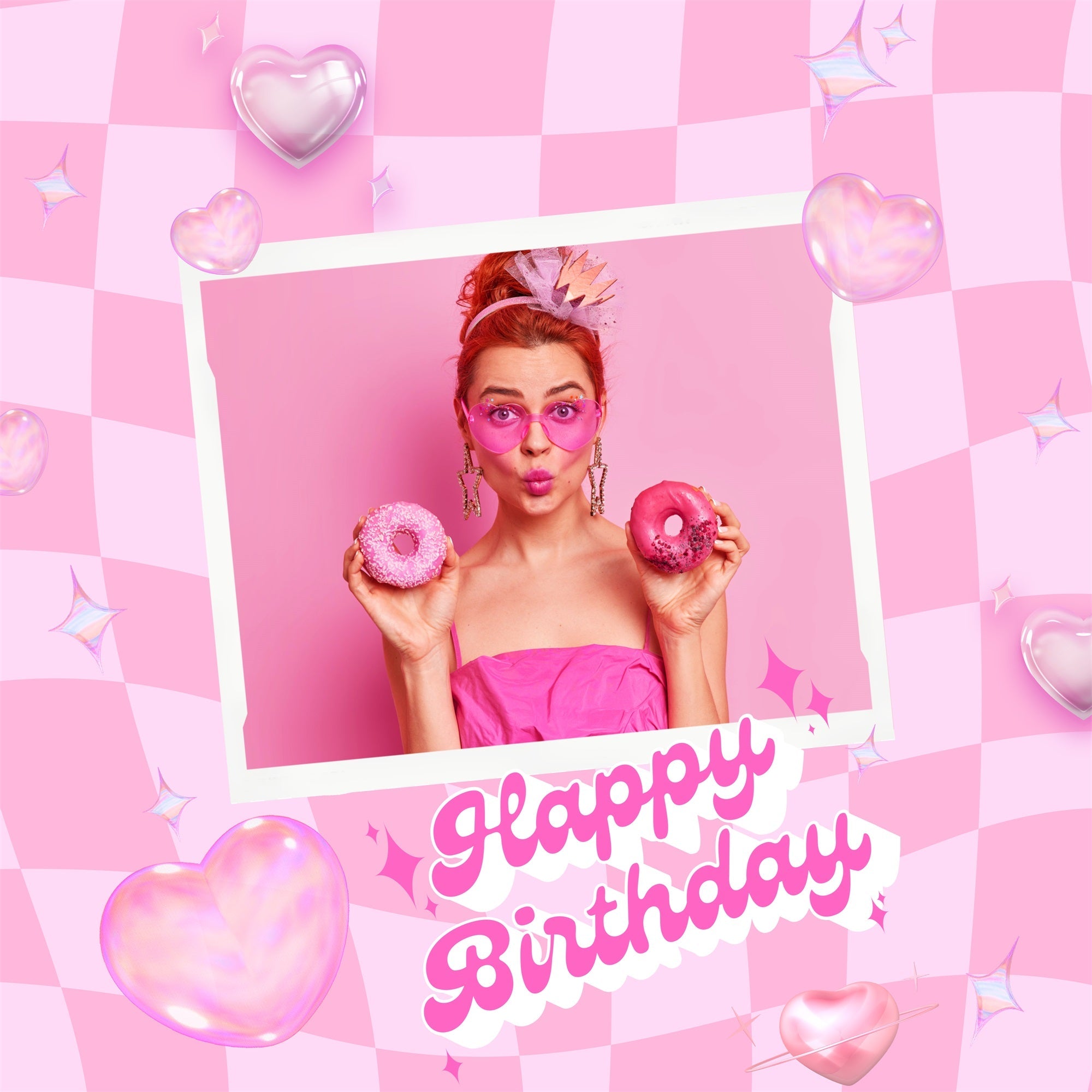 Toile de fond Joyeux Anniversaire Personnalisable Poupée de Mode Charme Rétro LXX1-212