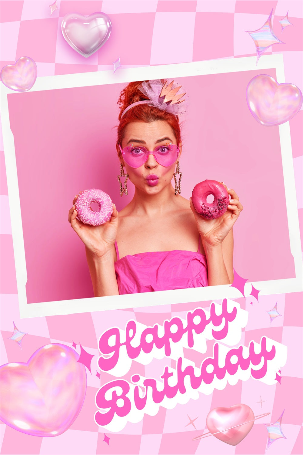 Toile de fond Joyeux Anniversaire Personnalisable Poupée de Mode Charme Rétro LXX1-212