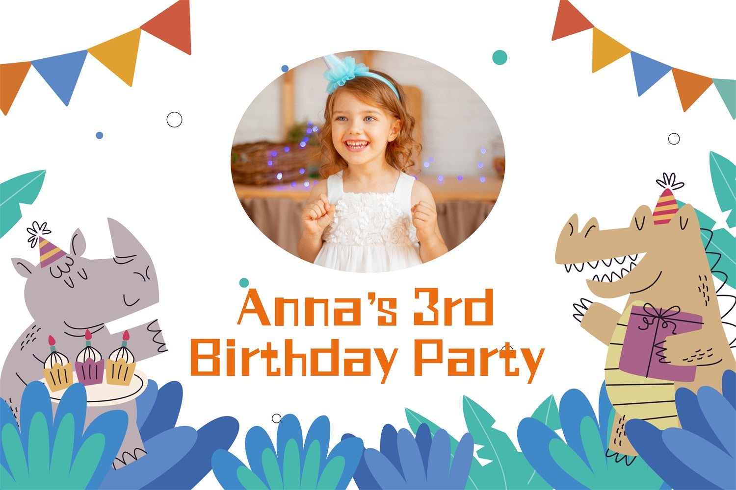 Fond Anniversaire Personnalisable 3ème Anniversaire Fête Animaux Amusants LXX1-220