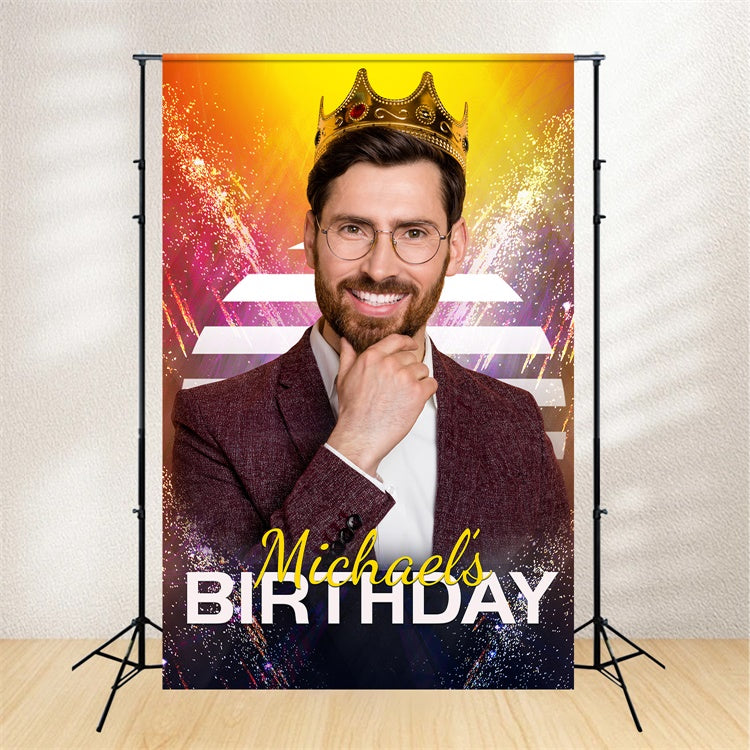 Toile de fond Anniversaire Personnalisable Couronne Dorée Célébration LXX1-230