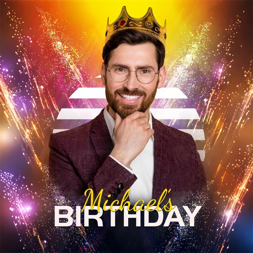 Toile de fond Anniversaire Personnalisable Couronne Dorée Célébration LXX1-230