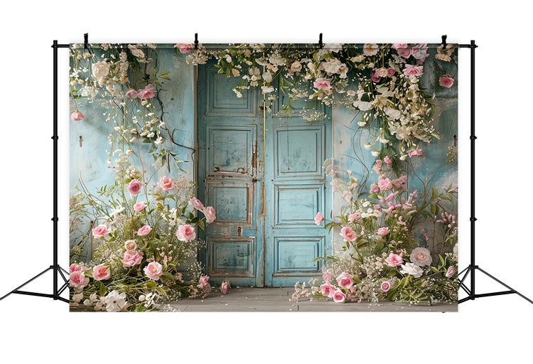 Toile de fond Animal de compagnie Porte Bleue Fleurs Élégantes LXX1-252