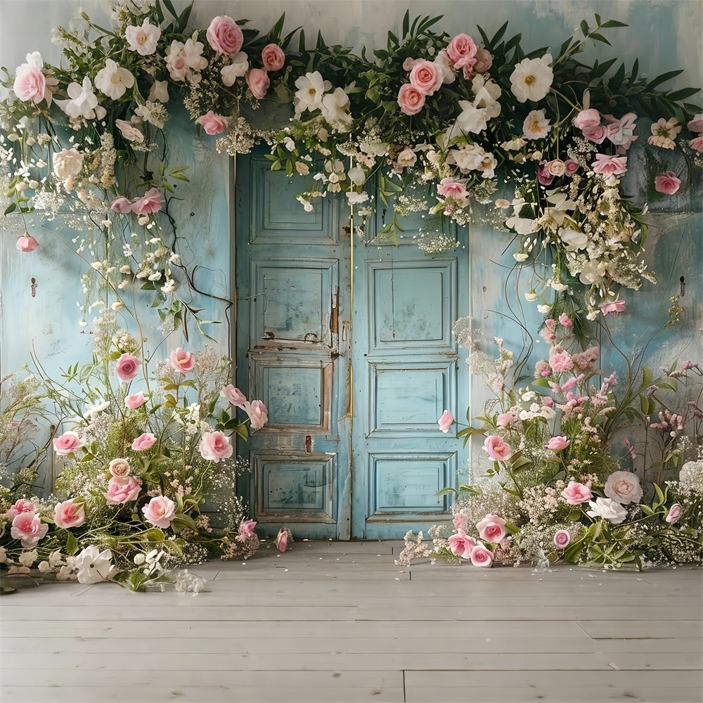 Toile de fond Animal de compagnie Porte Bleue Fleurs Élégantes LXX1-252