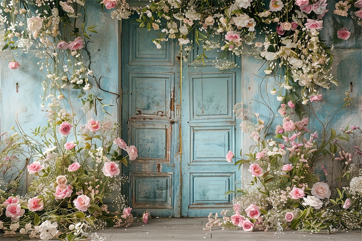 Toile de fond Animal de compagnie Porte Bleue Fleurs Élégantes LXX1-252