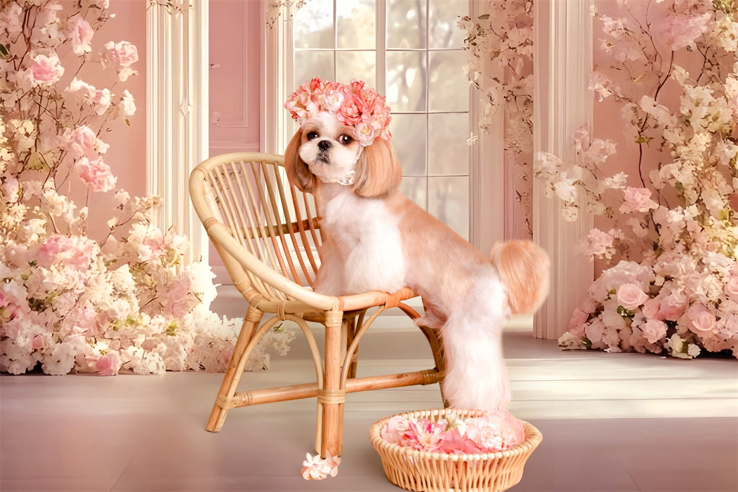 Toile de fond Animal de compagnie Arche Florale Pastel LXX1-254