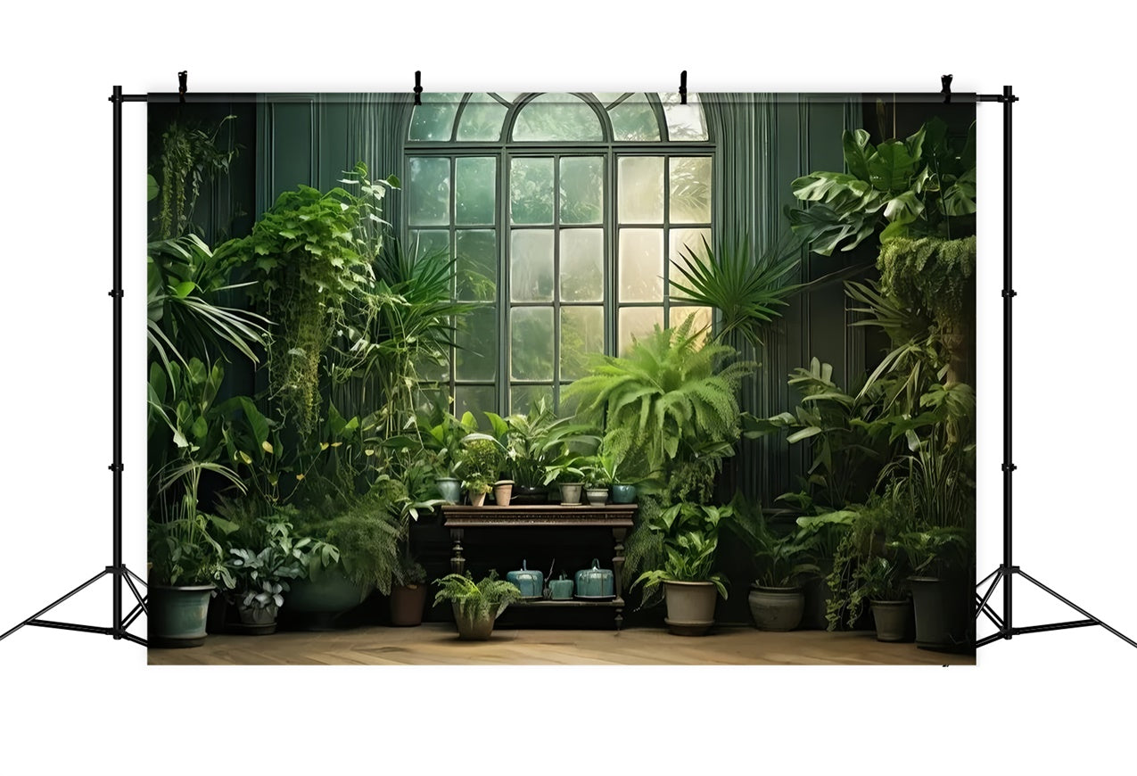 Fond Animal de compagnie Fenêtre Rustique Plantes Verdoyantes LXX1-261