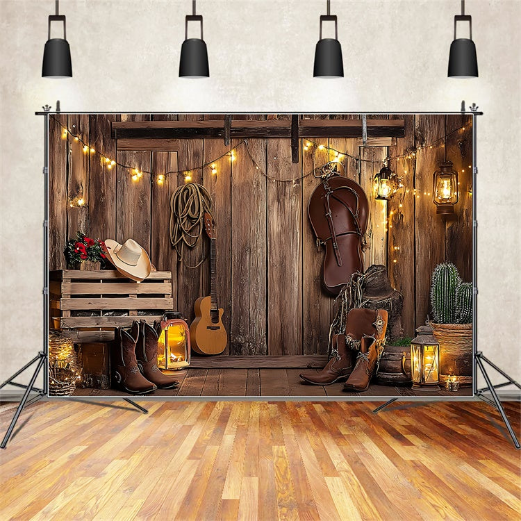 Toile de fond Animal de compagnie Campagne Guitare Selle Lanterne LXX1-265