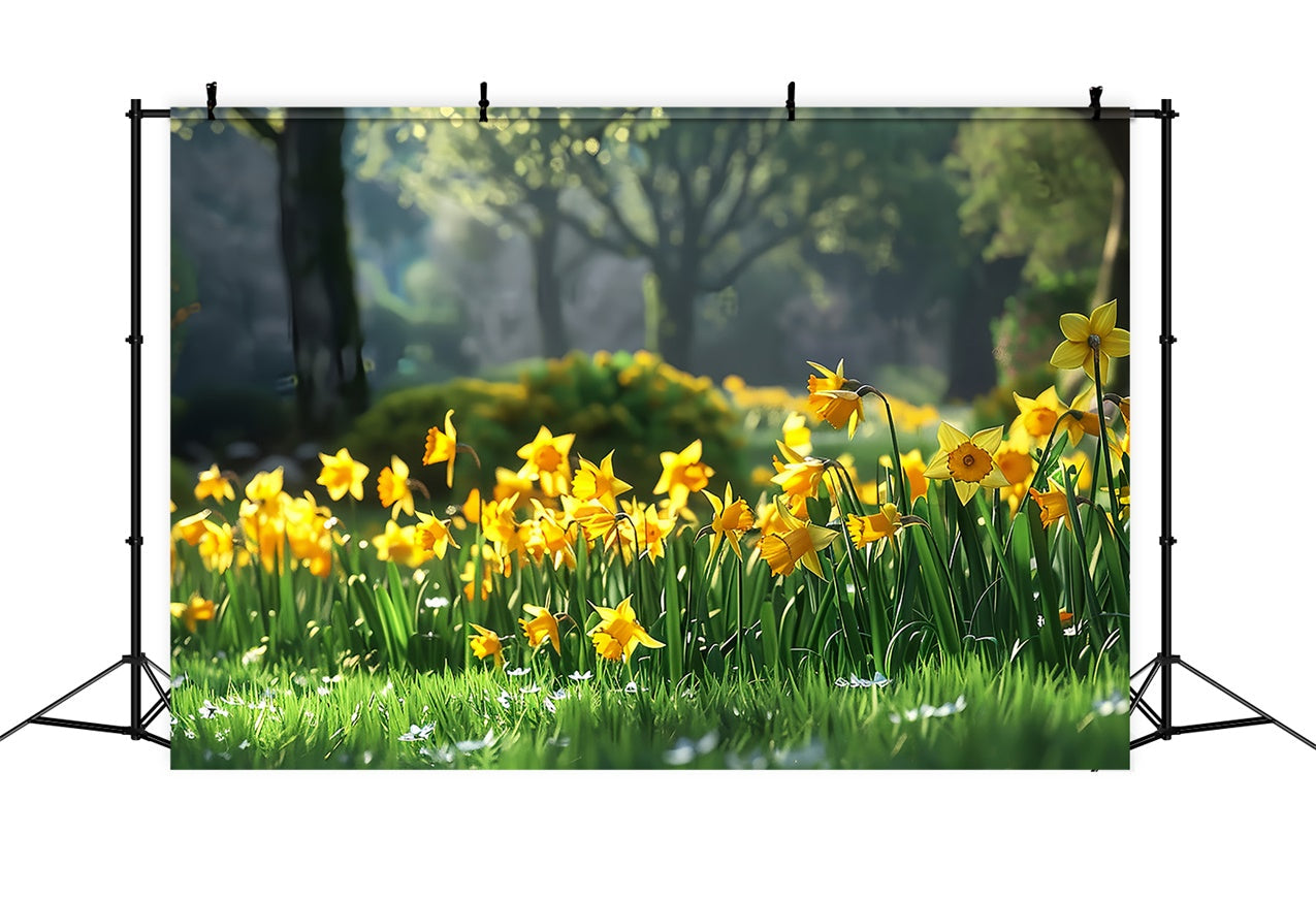 Toile de fond Animal de compagnie Jardin Ensoleillé Jonquilles Jaunes LXX1-271