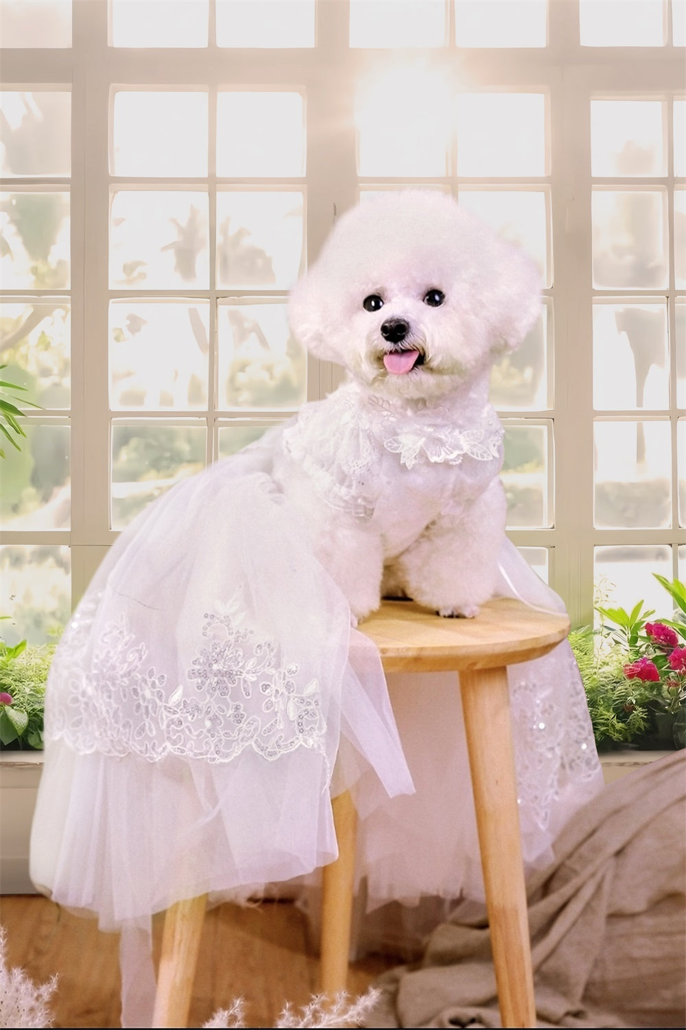 Toile de fond Animal de compagnie Fenêtre Fleurs Botanique LXX1-282