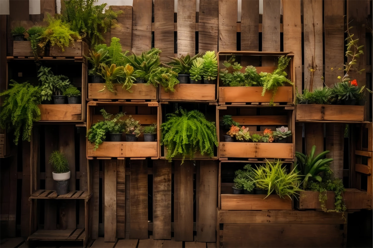 Toile de fond Animal de compagnie Caisse en Bois Rustique Plantes LXX1-285