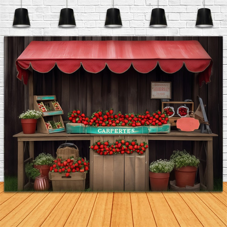 Toile de fond Animal de compagnie Marché Rustique Stand Fraises LXX1-286