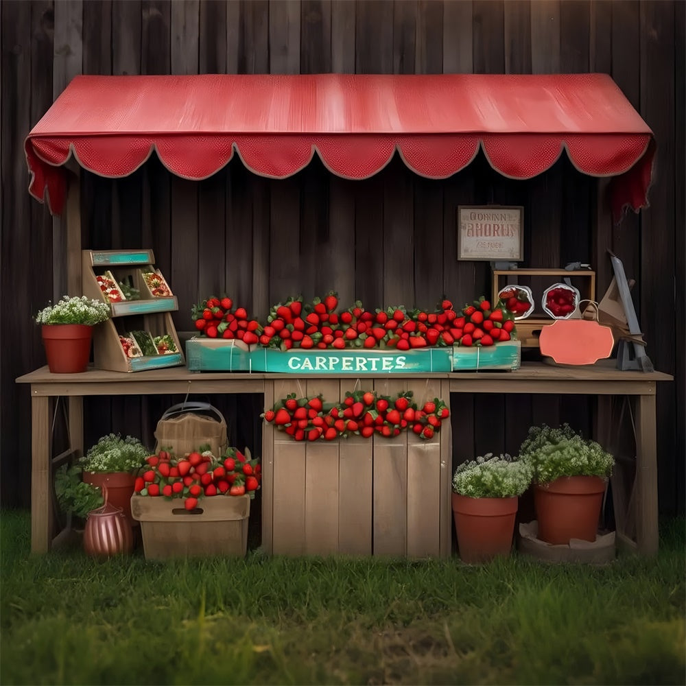 Toile de fond Animal de compagnie Marché Rustique Stand Fraises LXX1-286