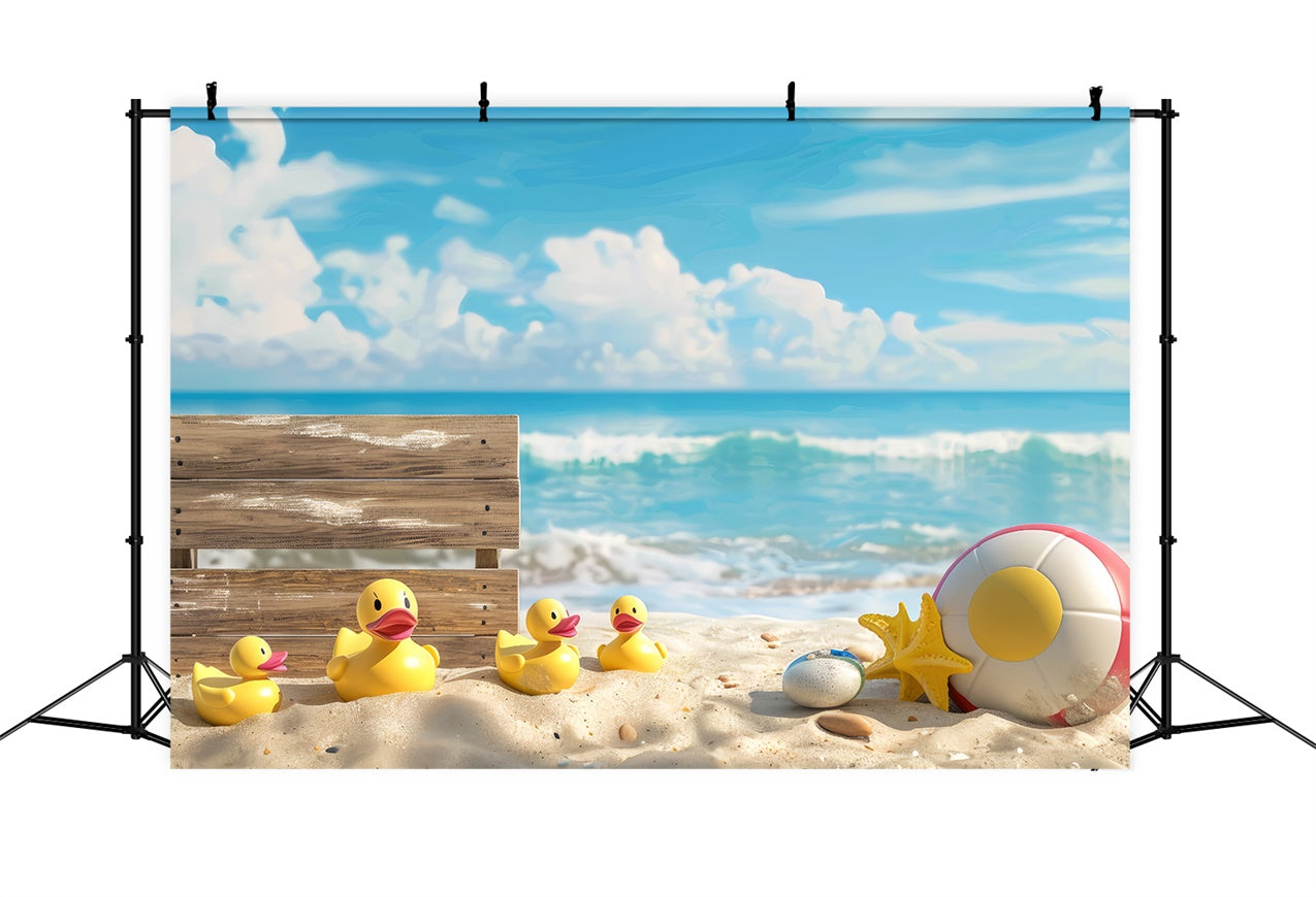 Toile de fond Animal de compagnie Plage d'Été Famille Canards LXX1-294