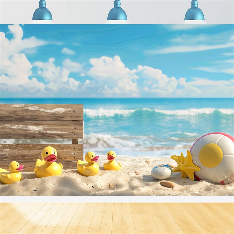 Toile de fond Animal de compagnie Plage d'Été Famille Canards LXX1-294
