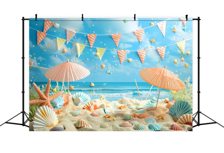 Toile de fond Animal de compagnie Coquillages Fête sur la Plage LXX1-295