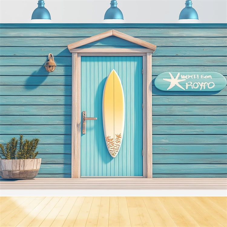 Fond Animal de compagnie Porte Bleue Bord de Mer Planche de Surf LXX1-296