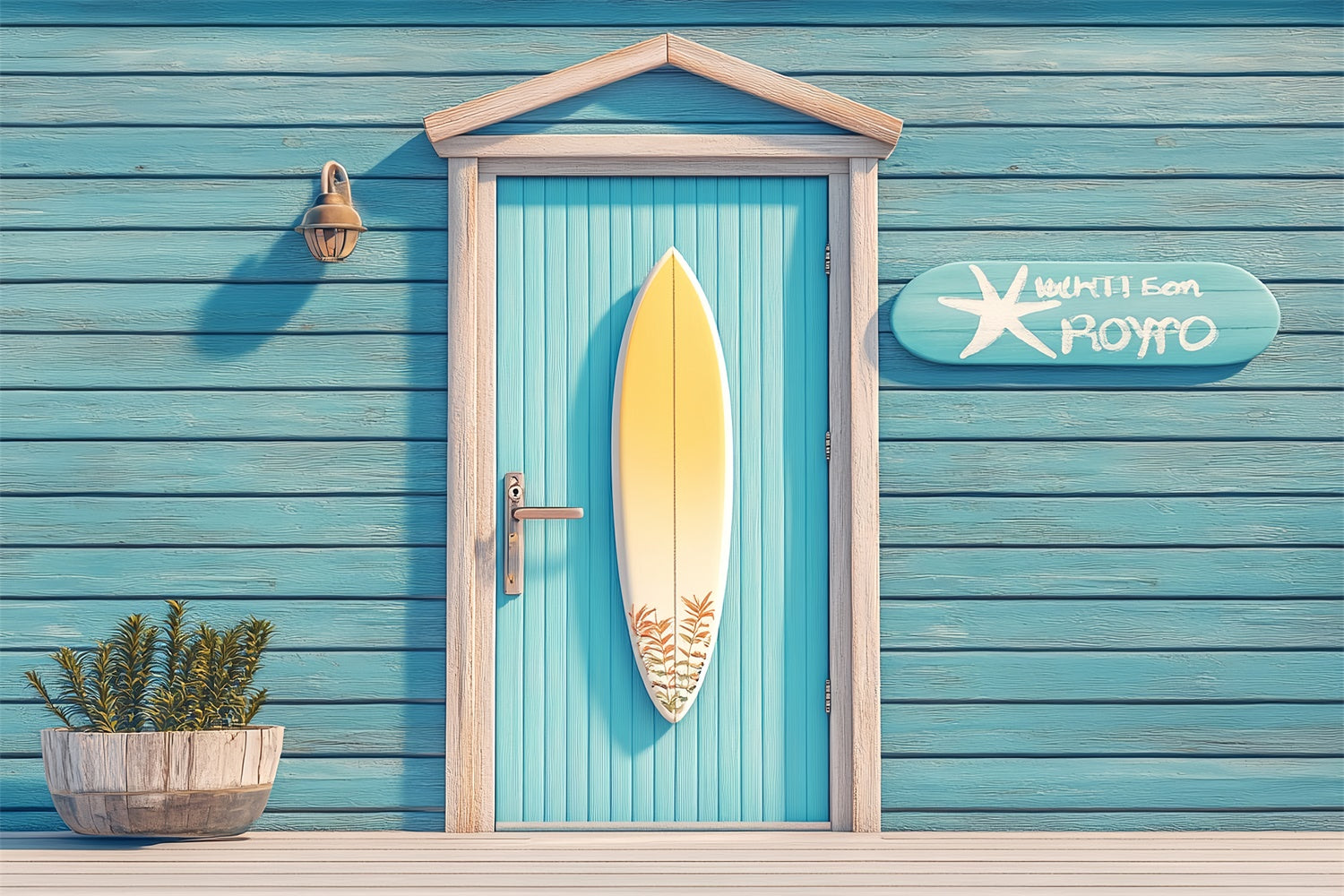 Fond Animal de compagnie Porte Bleue Bord de Mer Planche de Surf LXX1-296