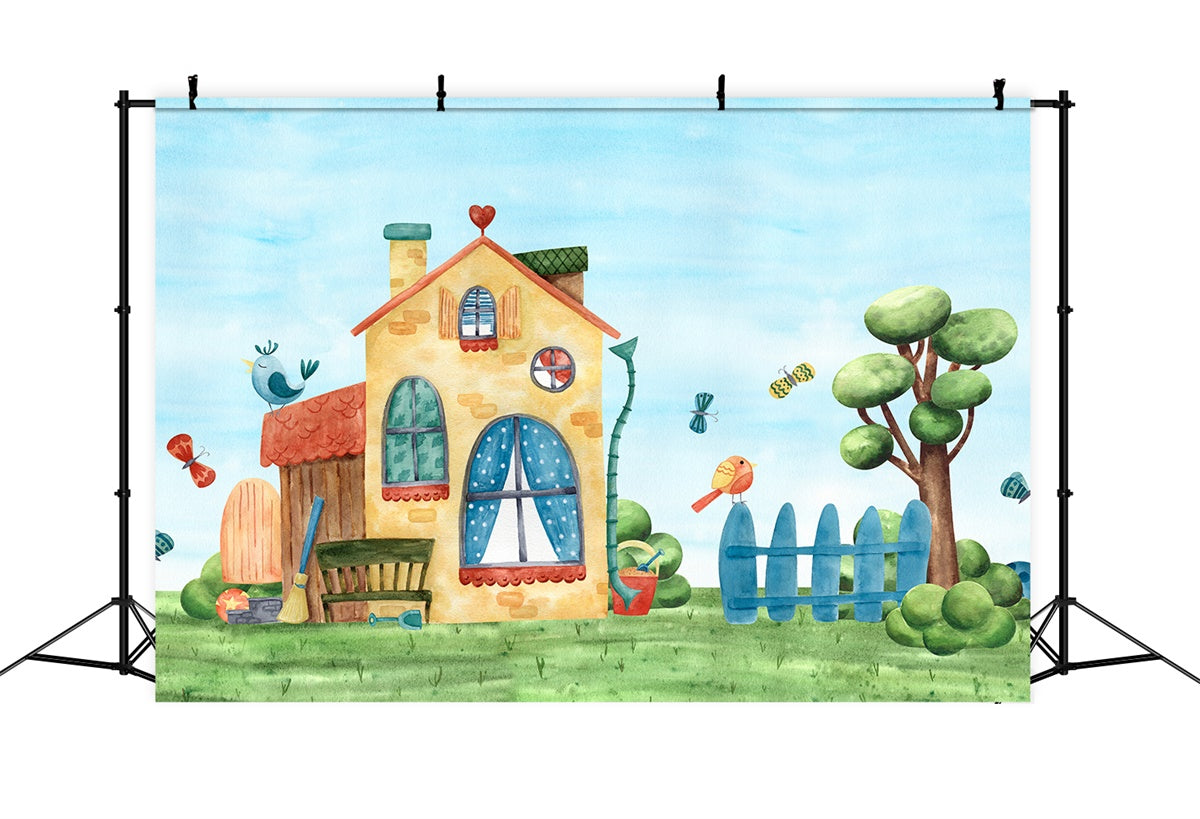 Toile de fond Animal Familier Cottage Aquarelle Oiseaux LXX1-298