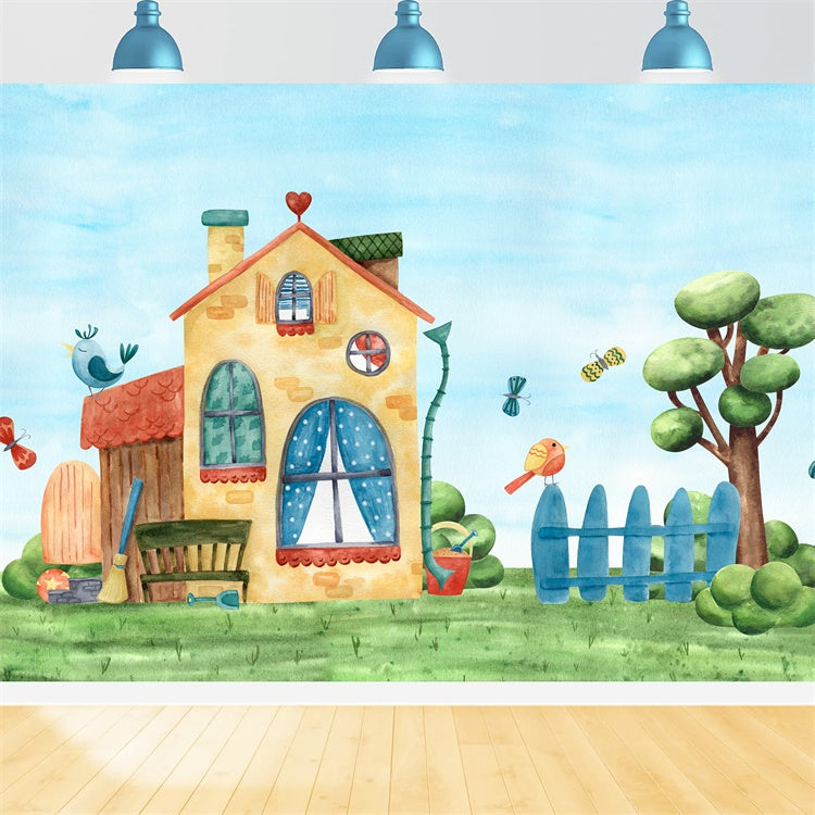 Toile de fond Animal Familier Cottage Aquarelle Oiseaux LXX1-298