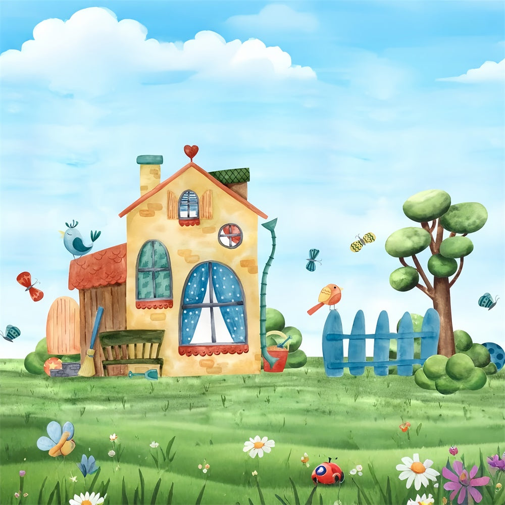 Toile de fond Animal Familier Cottage Aquarelle Oiseaux LXX1-298