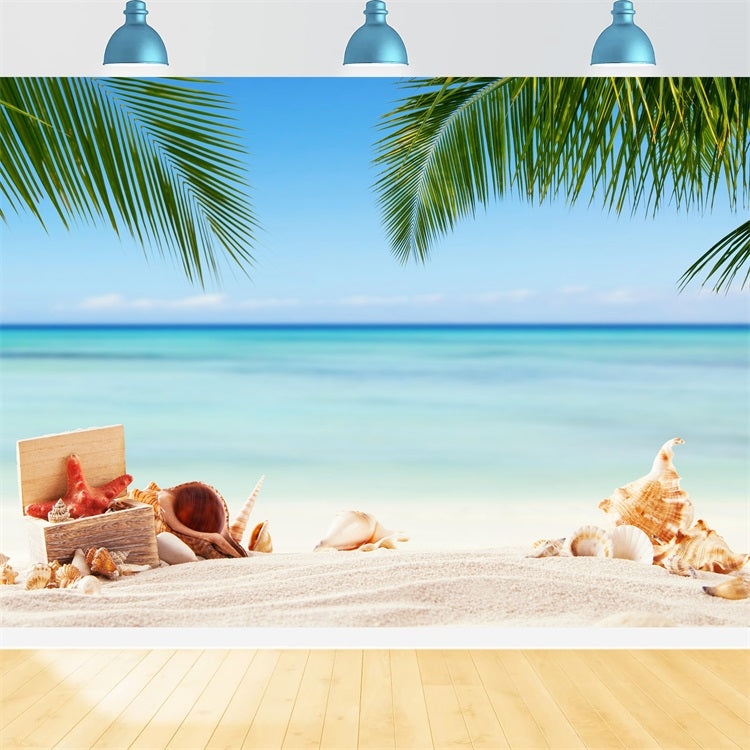 Toile de fond Ciel Tropical Coquillages Océan Calme LXX1-308