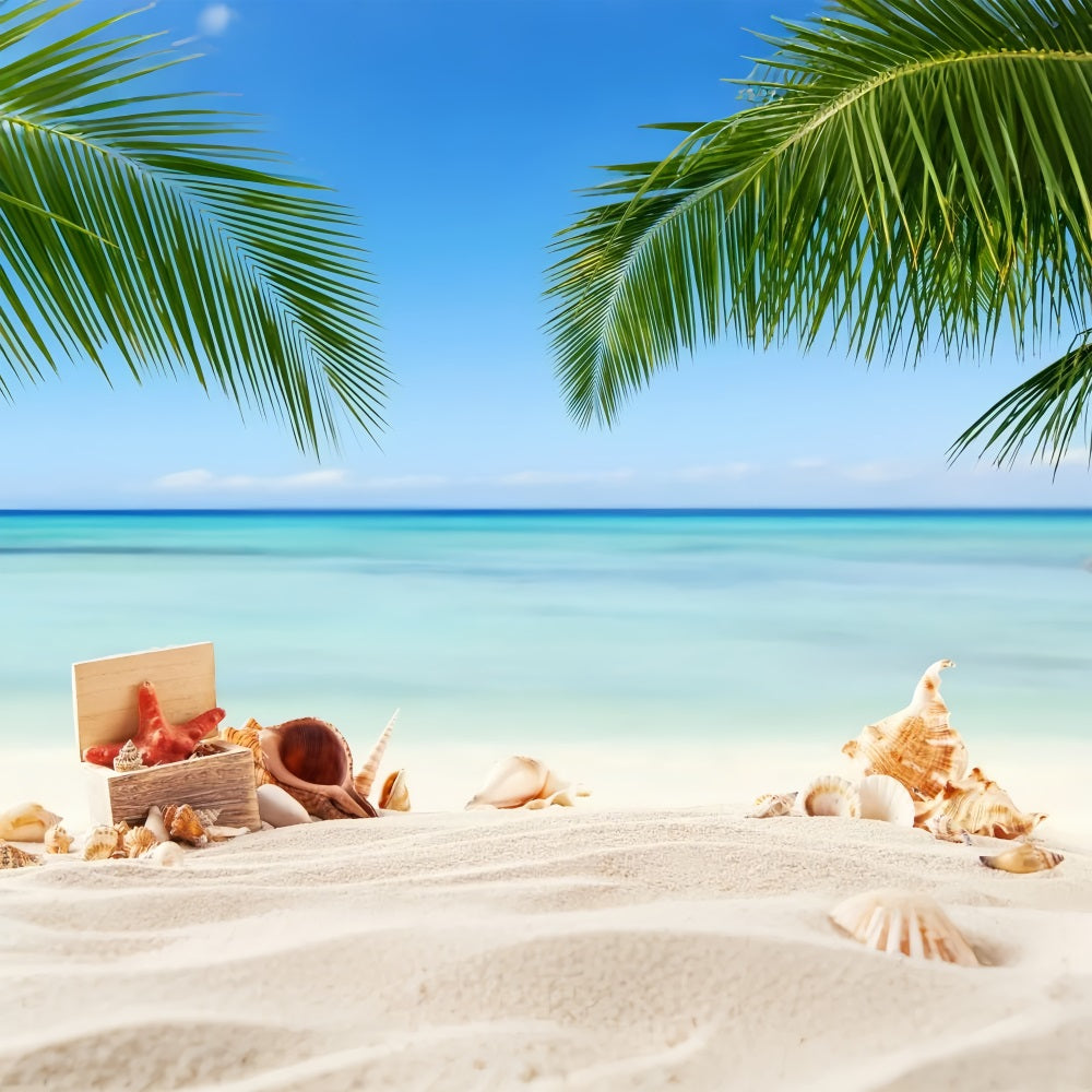 Toile de fond Ciel Tropical Coquillages Océan Calme LXX1-308