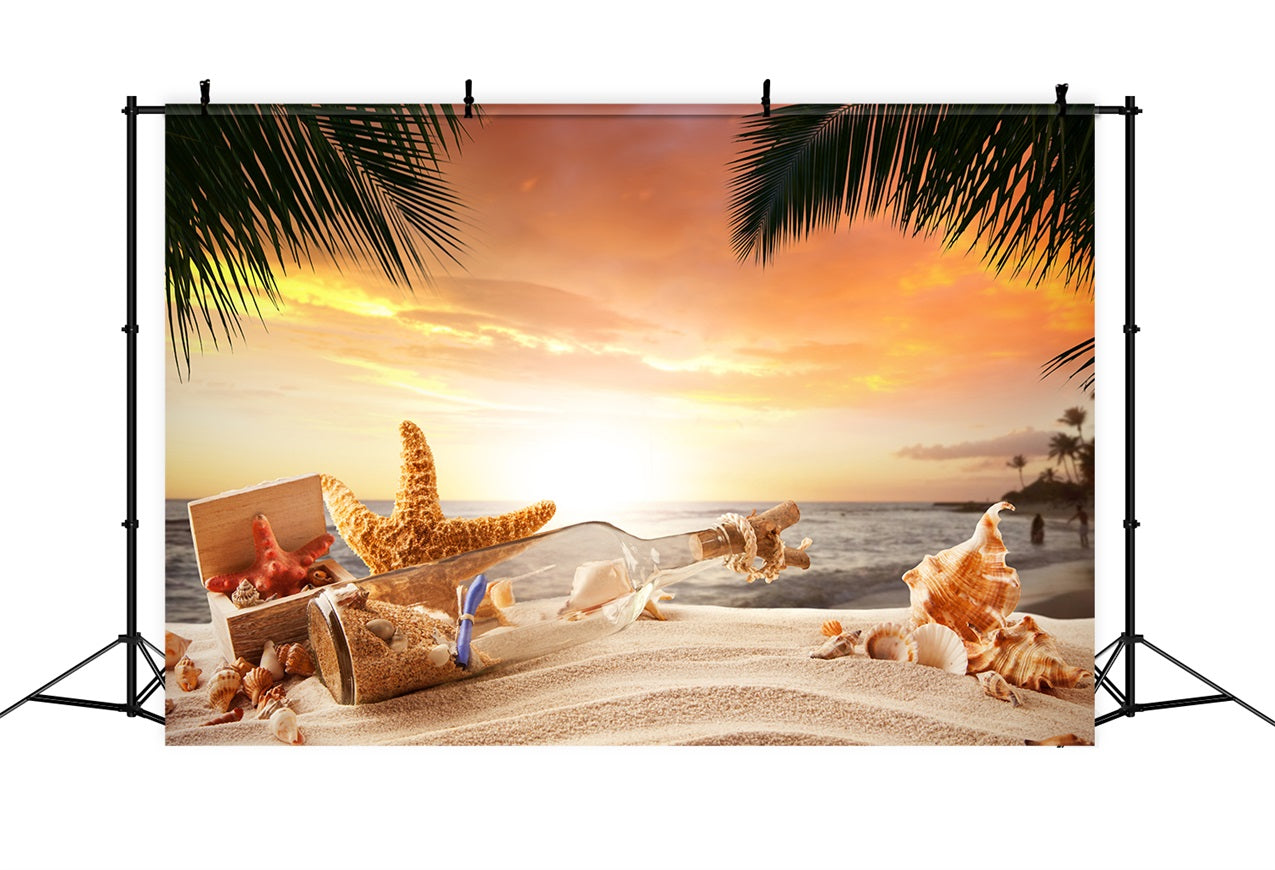 Toile de fond Ciel Romantique Coucher du Soleil Coquillages LXX1-310