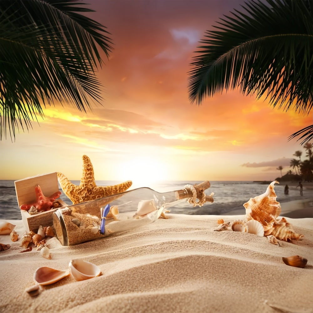 Toile de fond Ciel Romantique Coucher du Soleil Coquillages LXX1-310