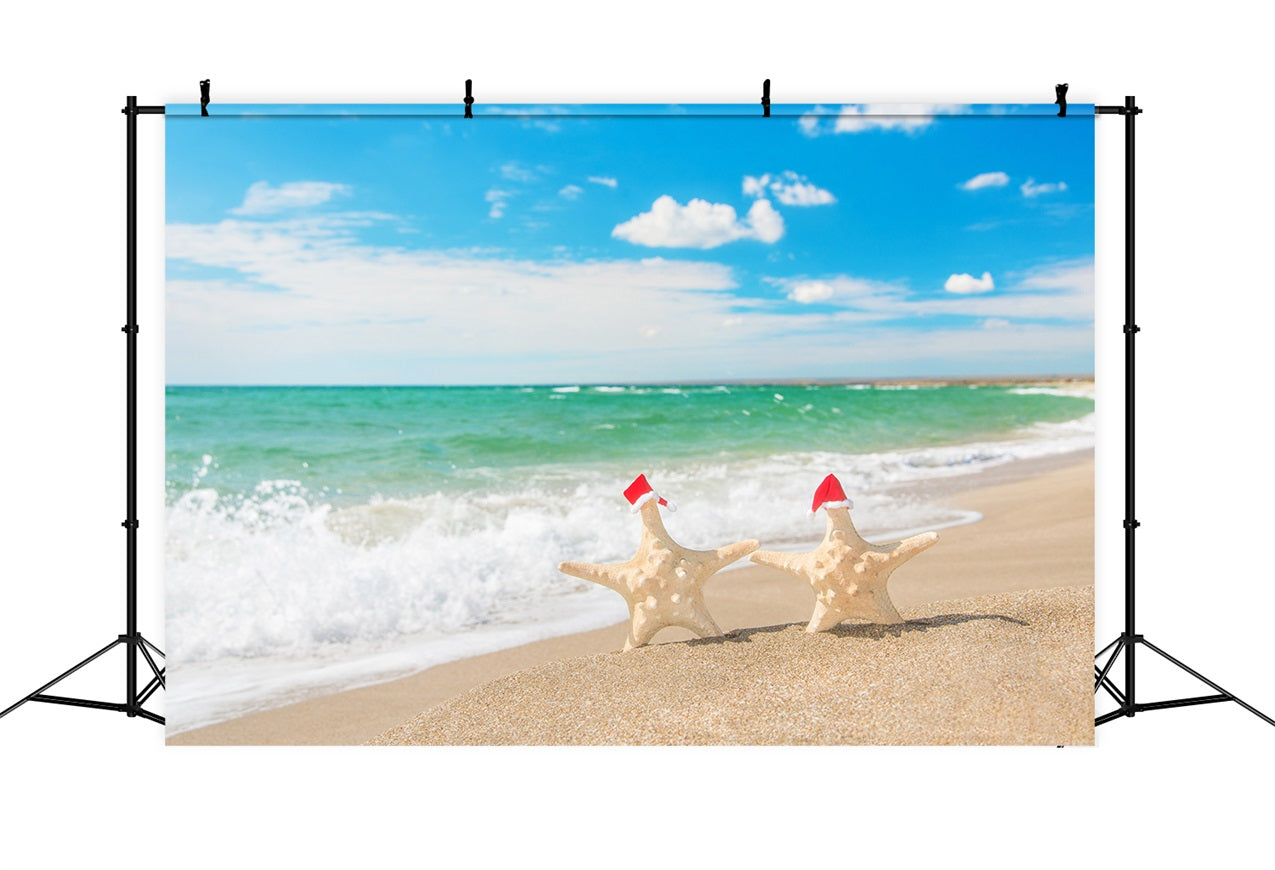 Toile de fond Ciel Avec Nuages Plage Festive Etoiles de Mer LXX1-314