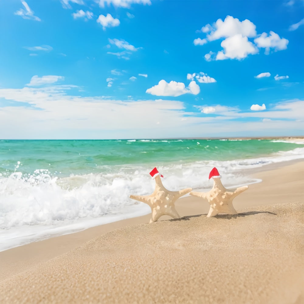 Toile de fond Ciel Avec Nuages Plage Festive Etoiles de Mer LXX1-314