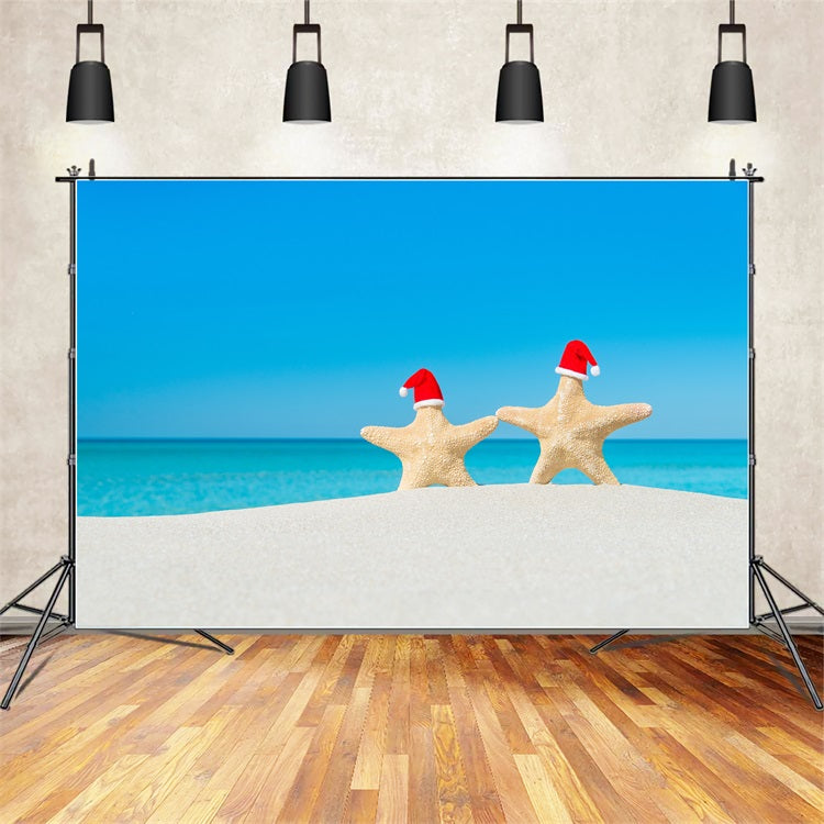 Toile de fond Ciel Bleu Sables Chauds Festifs Etoiles de Mer LXX1-315