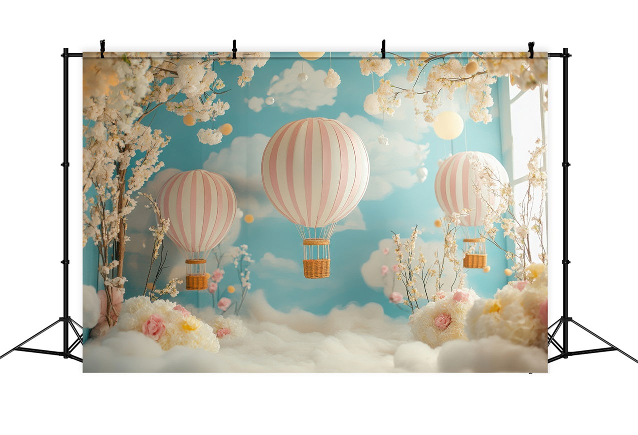 Toile de fond Nuage Floral Montgolfière LXX1-333