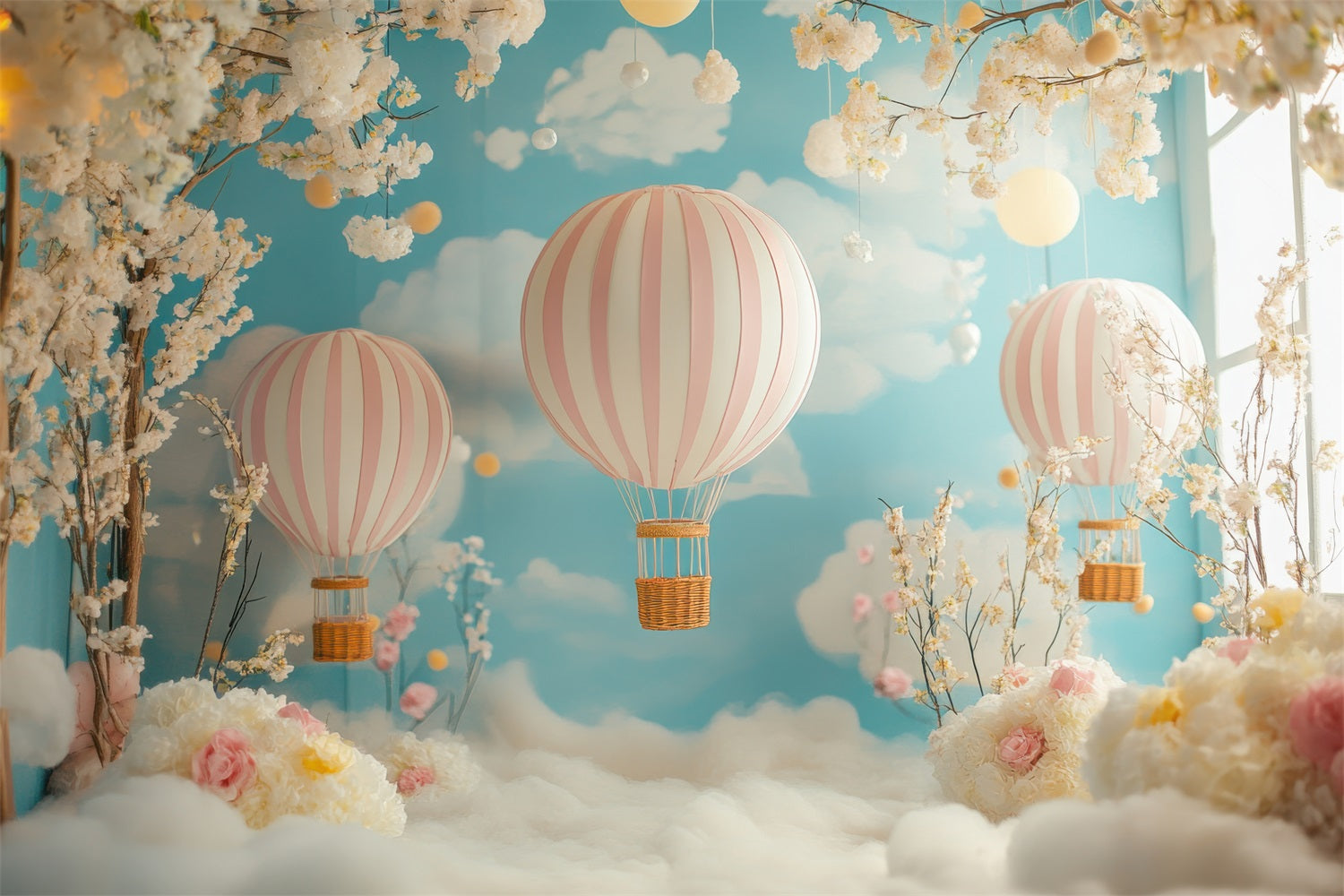 Toile de fond Nuage Floral Montgolfière LXX1-333