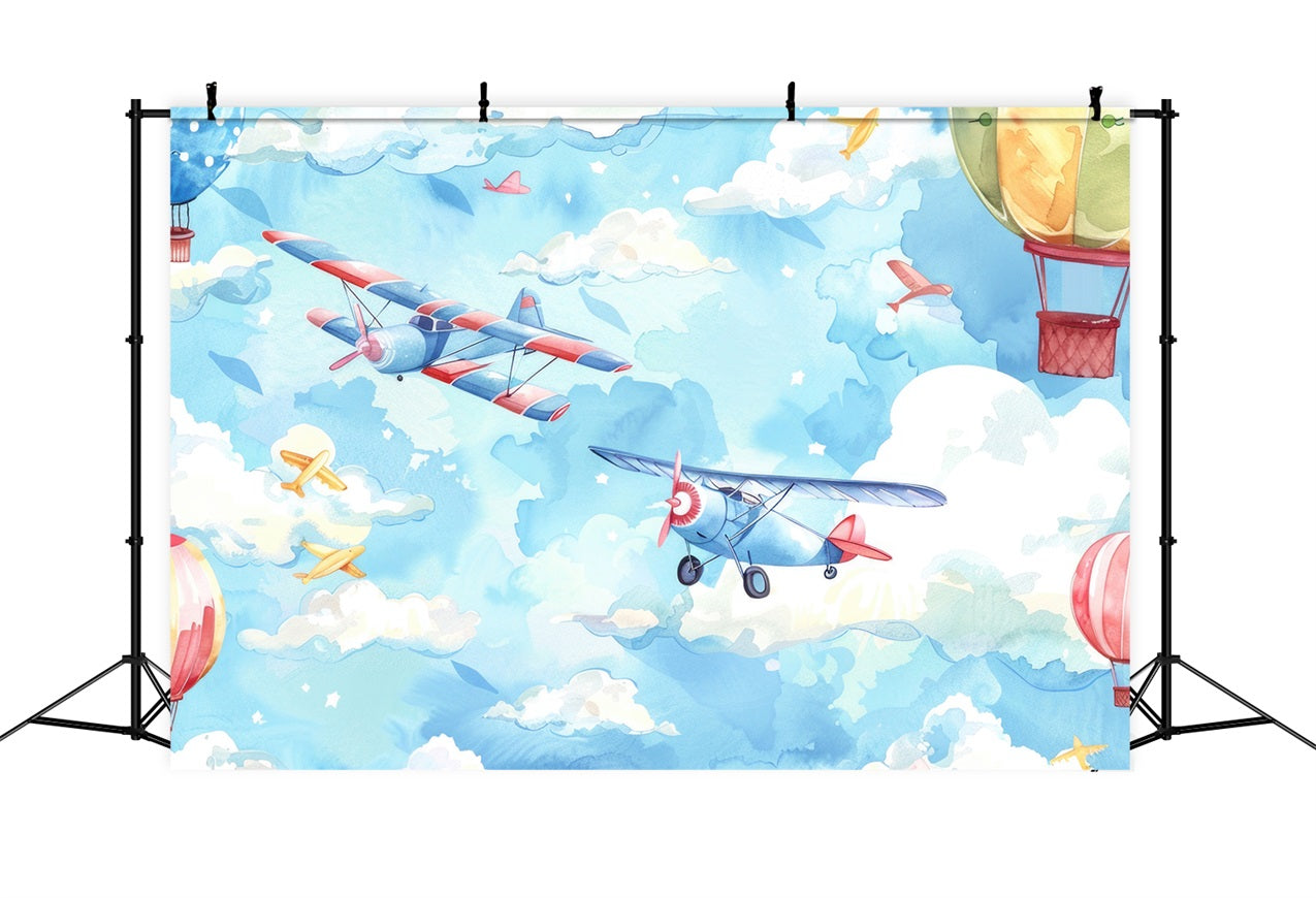 Toile de fond Nuage Ciel Ballons Avions LXX1-335