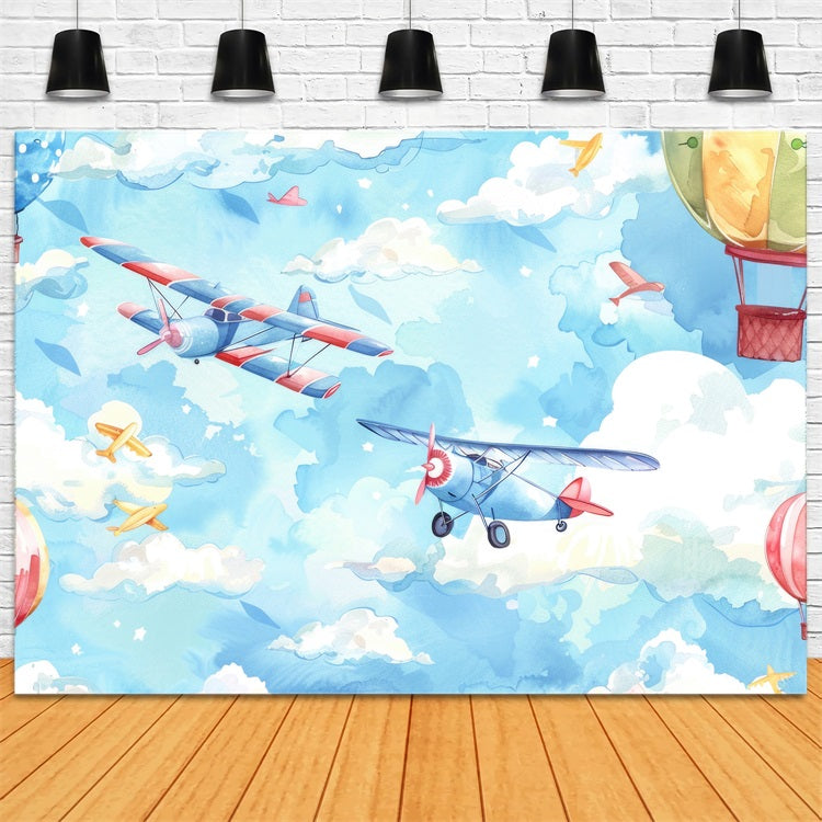Toile de fond Nuage Ciel Ballons Avions LXX1-335