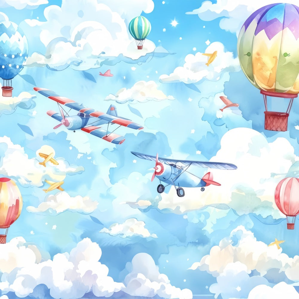 Toile de fond Nuage Ciel Ballons Avions LXX1-335