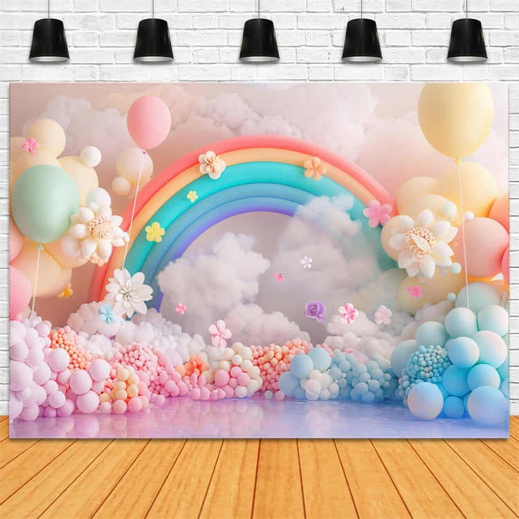 Toile de fond Nuages Arc-en-ciel Ballon Fleur LXX1-336