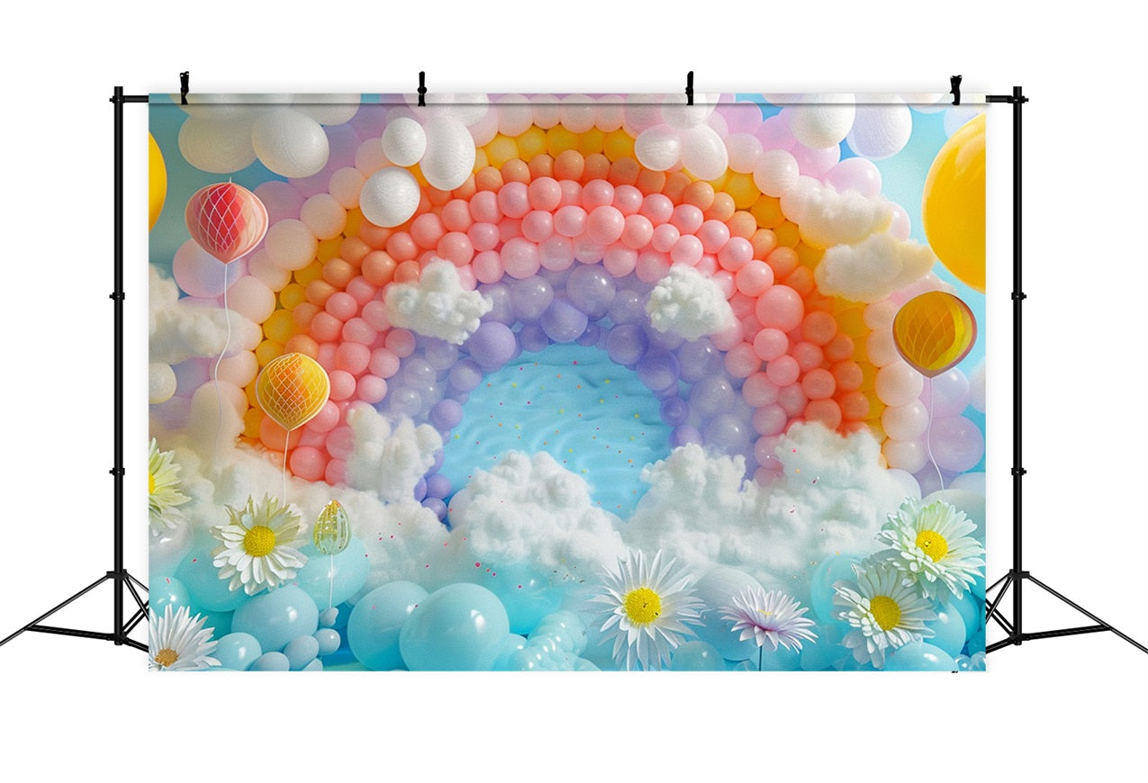 Toile de fond Nuages Célébration Ballons Arc-en-ciel LXX1-337