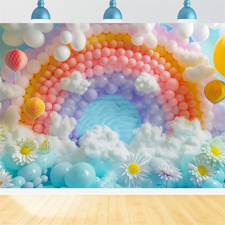 Toile de fond Nuages Célébration Ballons Arc-en-ciel LXX1-337