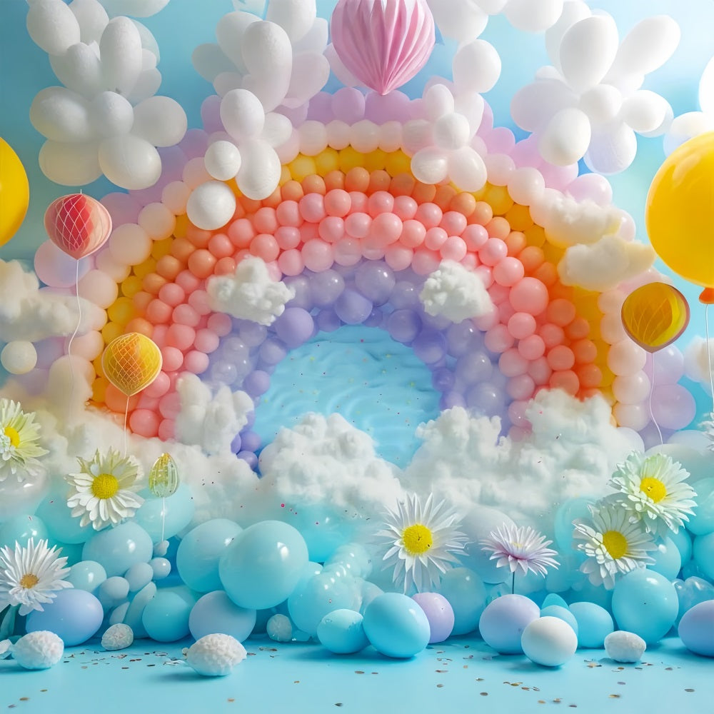 Toile de fond Nuages Célébration Ballons Arc-en-ciel LXX1-337